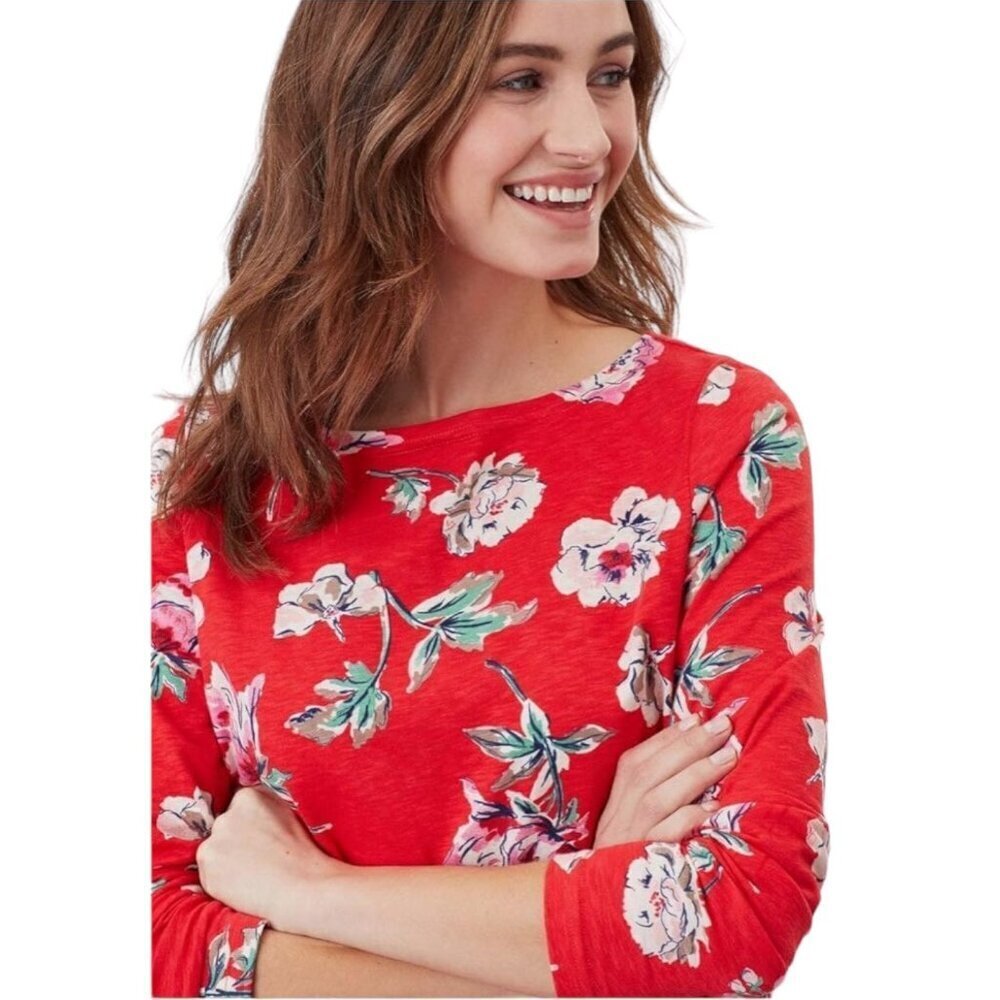 Joules Harbour Red Floral Print Light Swing Top, Long Sleeve Women's Size US 14 - Picture 13 of 13
